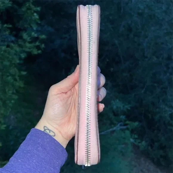 COACH Long Zip-Around Pink Pebble Leather Phone Wallet with Silver Hardware - Picture 5 of 7